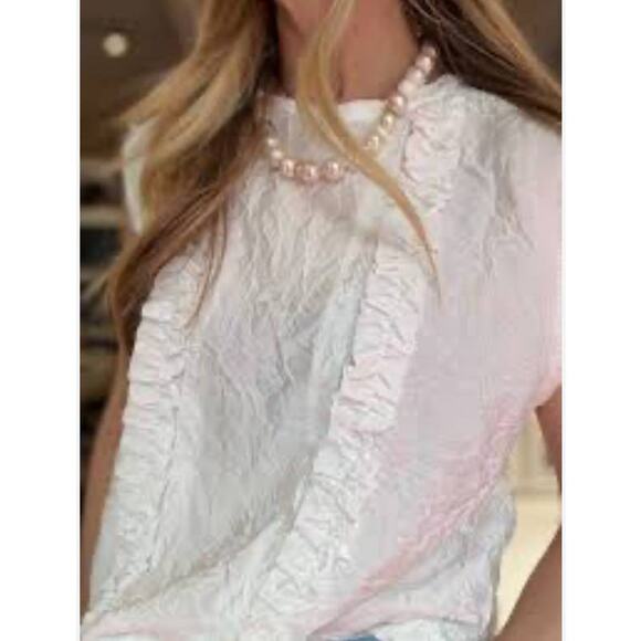 Nude Crinkle Sleeveless Top in White 0 36 - Picture 2 of 3